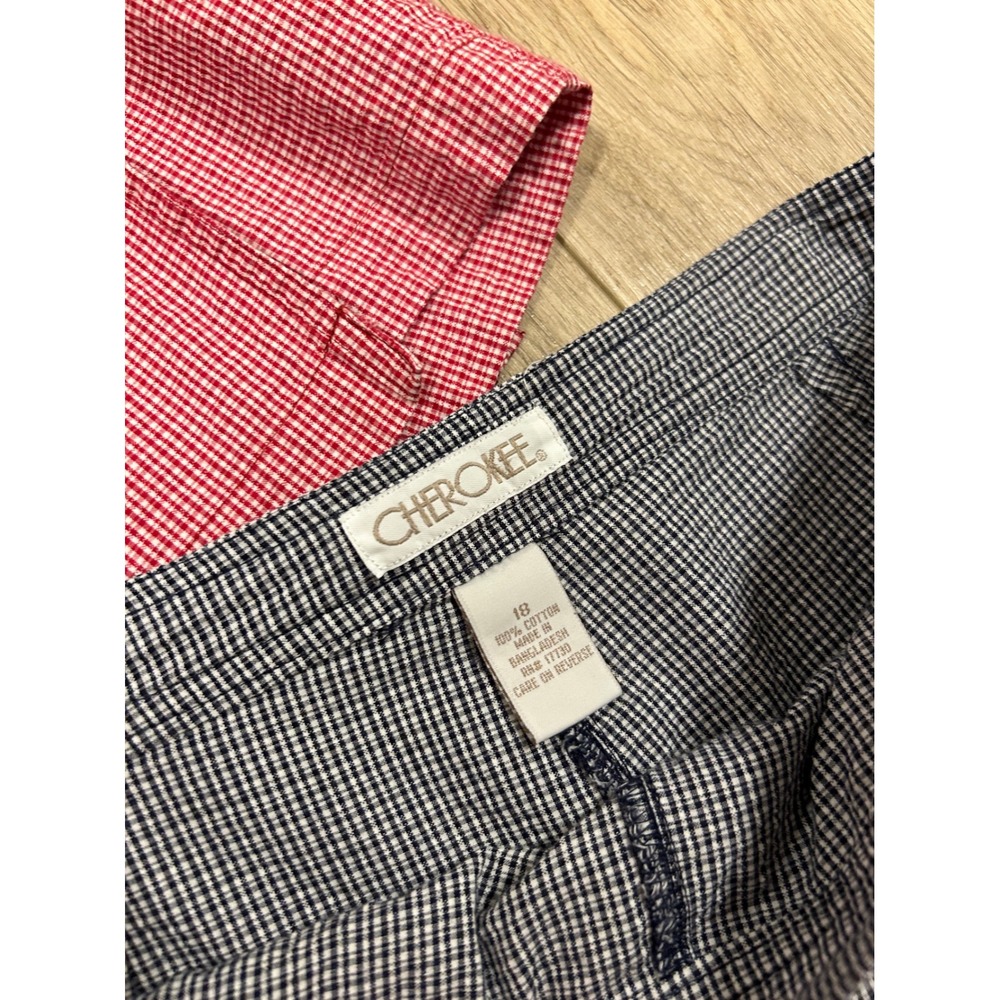Cherokee Gingham Skort Set 2pc Red Navy Blue Check Cotton Wrap Skirt Shorts 18 - Picture 4 of 6
